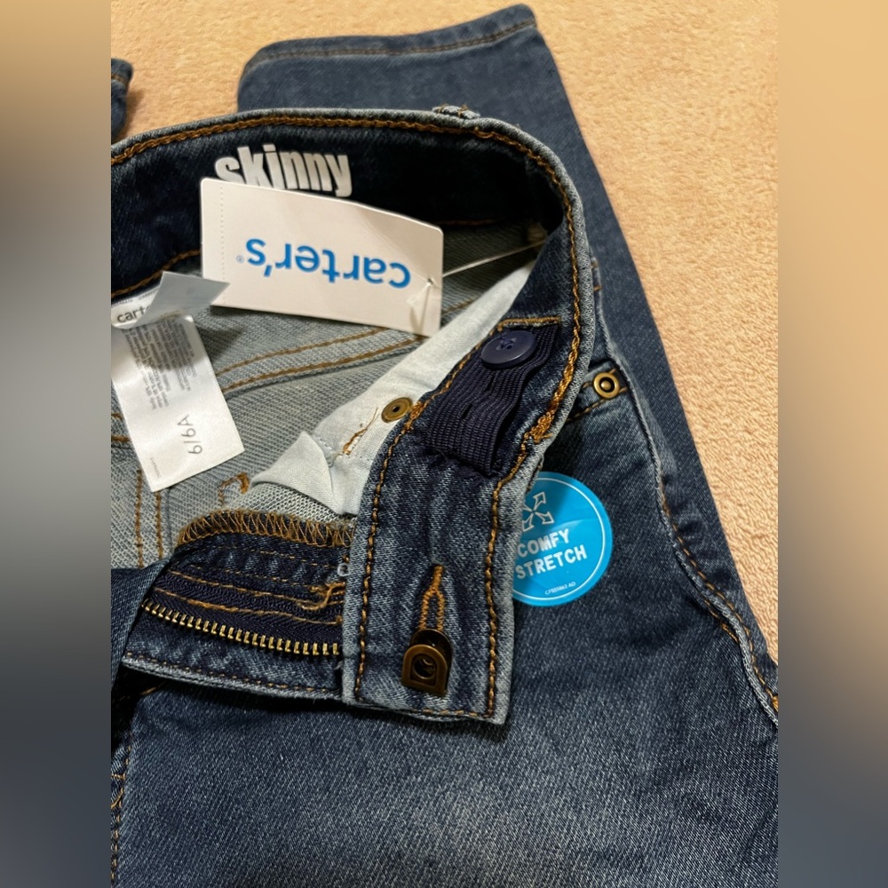 Carter’s Boys Jeans Skinny Snap Closure Adjustable Waist Size 6 NWT - Picture 6 of 7